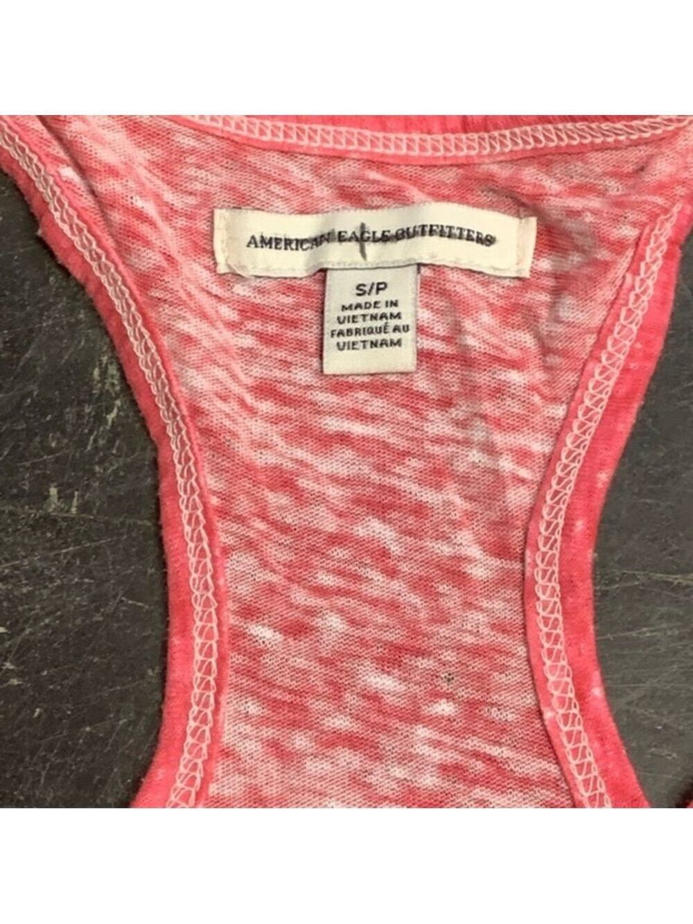 American Eagle Pink & White Racerback Tank Top - Picture 2 of 3